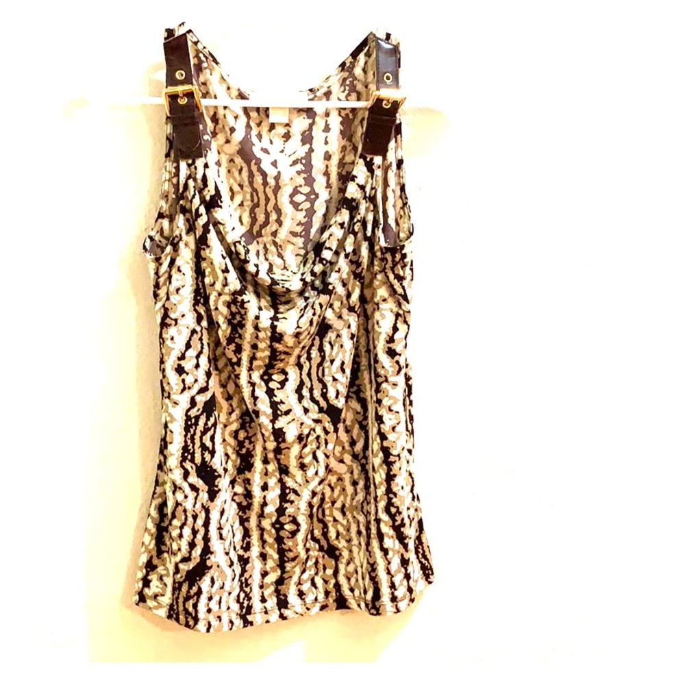 Michael Kors top with leather shoulder detail